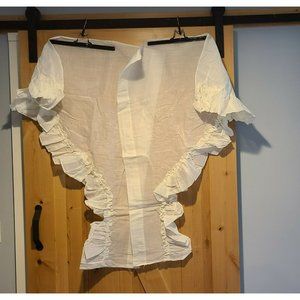 Ellis Curtain Co. #474 Solid Ruffled Swag 45x35" Each. Sheer Textured White